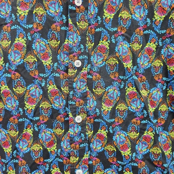 CREMIEUX Premium Mens XXL Black Paisley Long Sleeve Button Down Shirt Stretch - Picture 5 of 5